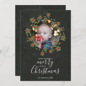 Merry Little Christmas Holly Wreath Foto (Vorne/Hinten)