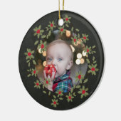 Merry Little Christmas Holly Wreath Foto Keramik Ornament (Links)