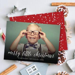 Merry Little Christmas Modern Typografy Foto Feiertagskarte