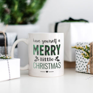 Merry Little Christmas Modernes Green Buffalo Kari Zweifarbige Tasse