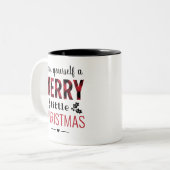 Merry Little Christmas Modernes Red Buffalo Karier Zweifarbige Tasse (Vorderseite Links)
