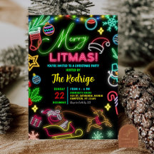 Merry Little Christmas Neon Santa Holiday Party