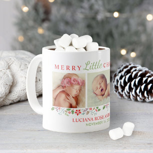 Merry Little Christmas Newborn Baby Girl Foto Kaffeetasse