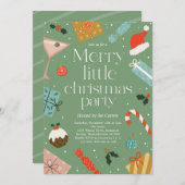 Merry Little Christmas Party Holiday Party Einladung (Vorne/Hinten)