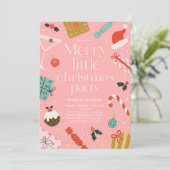 Merry Little Christmas Party Holiday Party Einladung (Stehend Vorderseite)