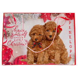 Merry Little Christmas Poodle Welpen Personalisier Große Geschenktüte