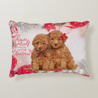 Merry Little Christmas Poodle Welppies Dekokissen
