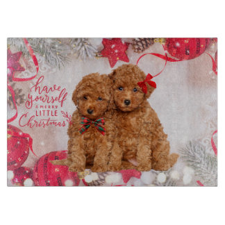 Merry Little Christmas Poodle Welppies Schneidebrett
