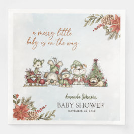 Merry Little Christmas Puppy Baby Shower  Serviette