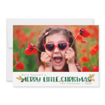 Merry Little Christmas Red & Gold Holly Watercolor