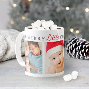 Merry Little Christmas Red Holiday Foto Collage Kaffeetasse