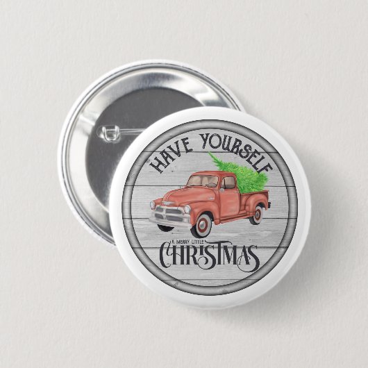 Merry Little Christmas Red Truck Button (Vorne & Hinten)