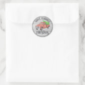 Merry Little Christmas Red Truck Runder Aufkleber (Tasche)