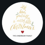 Merry Little Christmas Round Aufkleber<br><div class="desc">Frohe kleine Weihnachten - Round Sticker. Personalisierbar. Teil einer Weihnachtskollektion.</div>