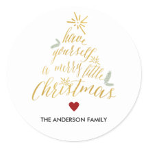 Merry Little Christmas Round Aufkleber