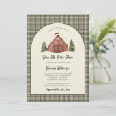 Merry Little Christmas Rustic Baby Shower Einladung (Stehend Vorderseite)