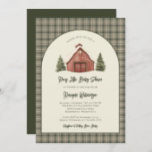 Merry Little Christmas Rustic Baby Shower Einladung (Vorne/Hinten)