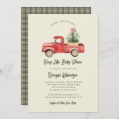 Merry Little Christmas Rustic Baby Shower Invitat Einladung (Vorne/Hinten)
