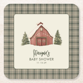 Merry Little Christmas Rustic Baby Shower  Rechteckiger Pappuntersetzer