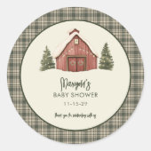 Merry Little Christmas Rustic Baby Shower  Runder Aufkleber (Vorderseite)