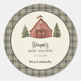 Merry Little Christmas Rustic Baby Shower  Runder Aufkleber