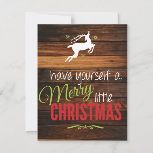 Merry Little Christmas Rustic Card Feiertagskarte (Vorderseite)