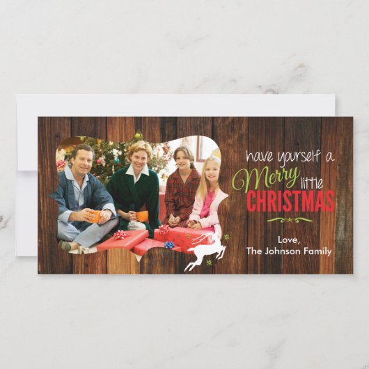 Merry Little Christmas Rustic Card Feiertagskarte (Vorderseite)