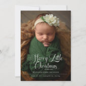 Merry Little Christmas Script Baby Foto Birth Ankündigung (Vorderseite)