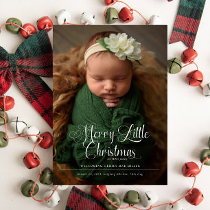 Merry Little Christmas Script Baby Foto Birth Ankündigung