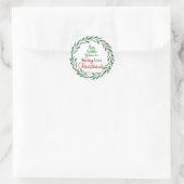Merry Little Christmas Script | Wreath Runder Aufkleber (Tasche)