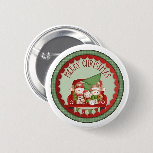 Merry Little Christmas Snow Family Button (Vorne & Hinten)