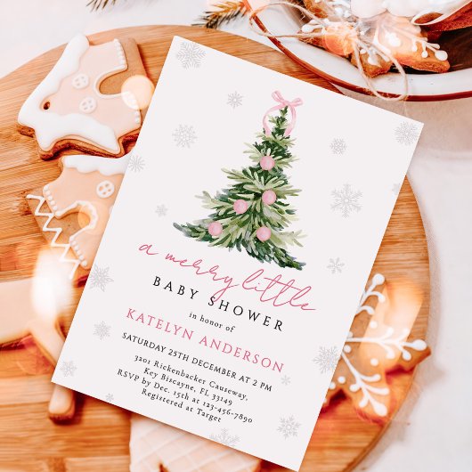 Merry Little Christmas Tree Baby Shower Einladung