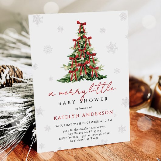Merry Little Christmas Tree Baby Shower Einladung