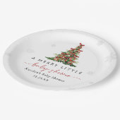 Merry Little Christmas Tree Baby Shower Pappteller (Schrägansicht)