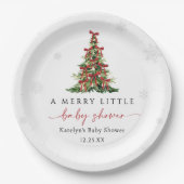 Merry Little Christmas Tree Baby Shower Pappteller (Vorderseite)