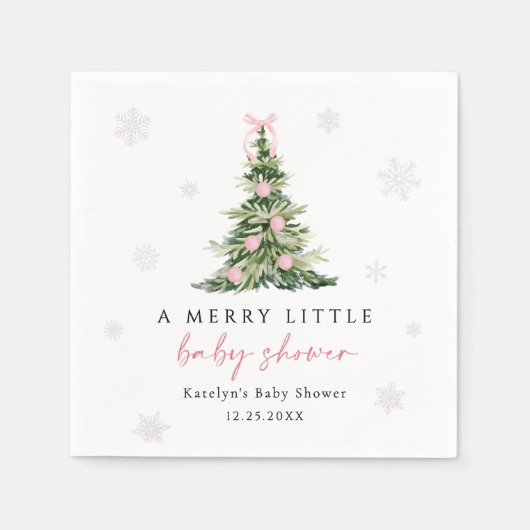 Merry Little Christmas Tree Baby Shower Serviette (Vorderseite)