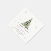 Merry Little Christmas Tree Baby Shower Serviette (Ecke)