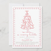 Merry Little Christmas Tree Pink Baby Dusche Einladung (Vorderseite)