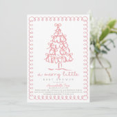 Merry Little Christmas Tree Pink Baby Dusche Einladung (Stehend Vorderseite)
