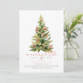 Merry Little Christmas Tree Red Baby Shower Einladung (Stehend Vorderseite)