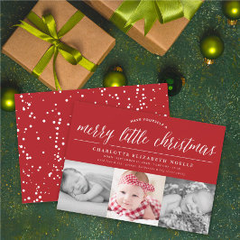 Merry Little Christmas Typografy 3 Foto Birth Feiertagskarte