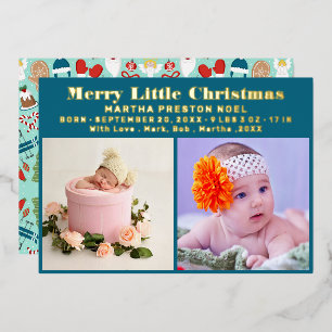 Merry Little Christmas Typografy 3 Foto Birth Folien Feiertagskarte