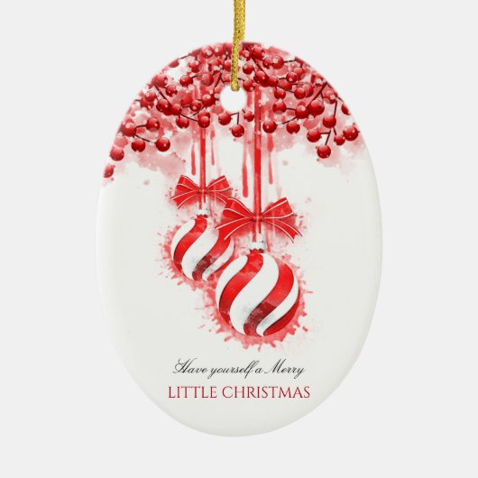 Merry Little Christmas Watercolor Splash Keramik Ornament (Vorne)