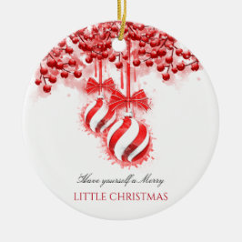 Merry Little Christmas Watercolor Splash Keramik Ornament
