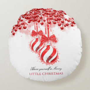 Merry Little Christmas Watercolor Splash Rundes Kissen