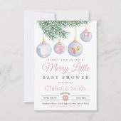 Merry Little Christmas Winter Baby Girl Dusche Einladung (Vorderseite)