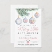 Merry Little Christmas Winter Baby Girl Dusche Einladung (Vorne/Hinten)