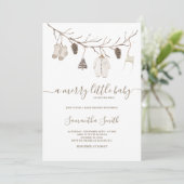 Merry Little Christmas Winter Baby Shower Einladung (Stehend Vorderseite)
