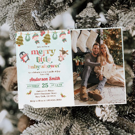 Merry Little Christmas Winter Baby Shower Foto Einladung