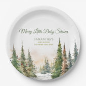 Merry Little Christmas Winter Baby Shower Pappteller (Vorderseite)